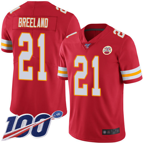 Youth Kansas City Chiefs #21 Breeland Bashaud Red Team Color Vapor Untouchable Limited Player 100th Season Football Nike NFL Jersey